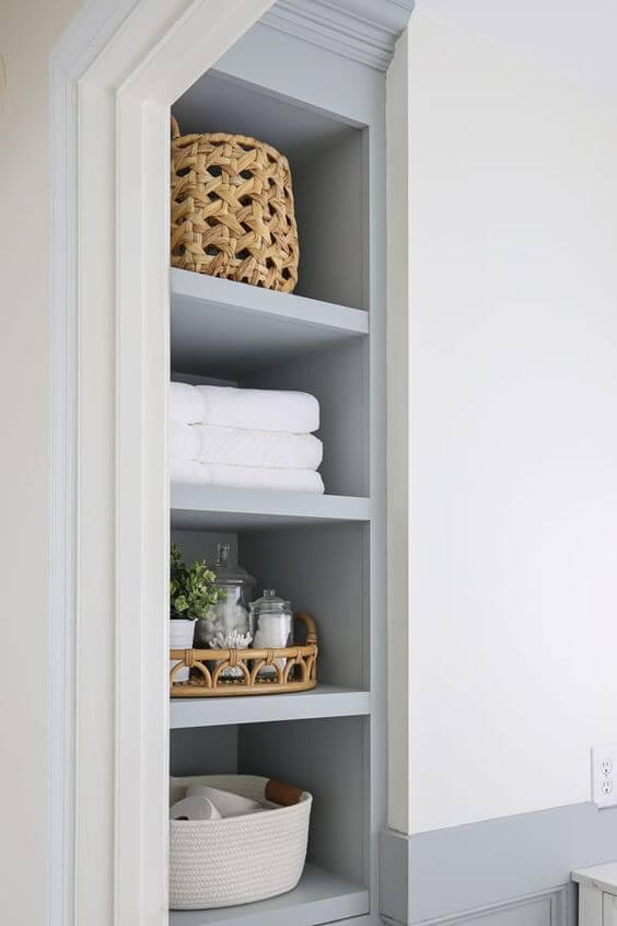 Bathroom Towel Storage - Built In Shelves