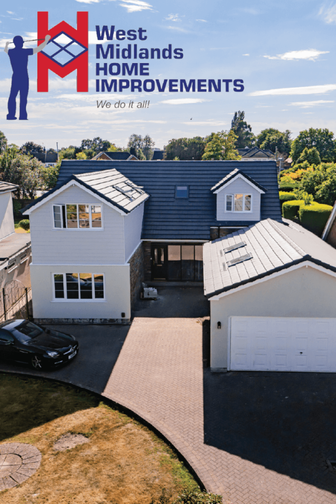 Front view of a renovated detached home with new roofing, fresh render, and modern windows.
